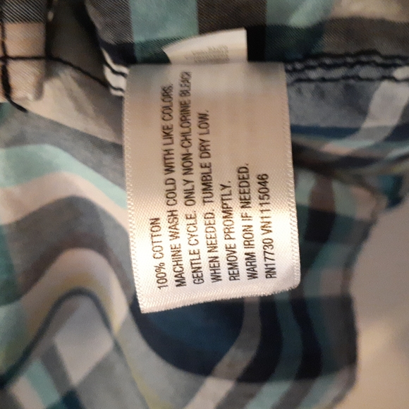 Mossimo Small Blue Plaid Snap Button down shirt - Picture 4 of 4